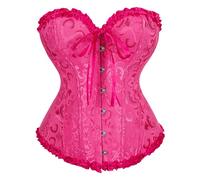 Corsetto Viola Vita Corsetto Donna Medieva Burlesque Corsetto Nero Donna Vintage Gothic Party Top Stile Natale e Halloween Carnevale, Rosa acceso, M