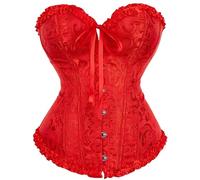 Corsetto vittoriano da donna - Bustino basco in jacquard floreale con volant in vita trainer con lacci e supporto per il petto in vita cincher push up body shaper donna rinascimentale shapewear, A06