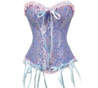 Corsetto vittoriano da donna - Bustino basco in jacquard floreale con volant in vita trainer con lacci e supporto per il petto in vita cincher push up body shaper donna rinascimentale shapewear, A04
