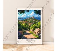 Corsica Francia Viaggi Poster Muro Stampa Illustrazione Décor Regalo senza