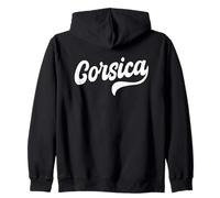 Corsica Francia Vintage Script Travel Design Felpa con Cappuccio