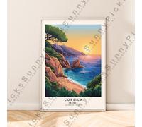 Corsica Viaggi Stampa Poster Arte Murale Illustrazione Décor Opera D'Arte Gift