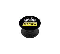 Corsivo Pit Crew giallo per costume da gara scuro PopSockets PopGrip Adesivo