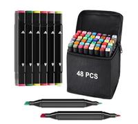 Corslet Set di 60 pennarelli a doppia punta, versatili a doppia punta, con confezione da 48 pezzi e 12 pezzi, per disegnare, colorare, artigianato, set di pennarelli per artisti