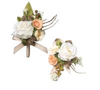 Corso da polso a fiori da ballo, cortigiano del polso e set boutonniere,2x corpetti da polso per il matrimonio | Banda per polsi artificiali per uomo cerimonia della damigella d'onore Boutonniere