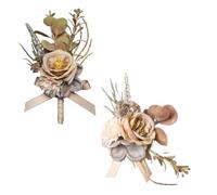 Corso da polso e set boutonniere, corsage di fiori,2x corpetti da polso per il matrimonio | Boutonniere fatto a mano, braccialetto floreale per la festa del ballo di ritorno a casa, sposa, damigella d