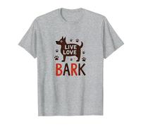 Corteccia d'Amore dal Vivo: Adorabile Amante dei Cani Maglietta, Uomo, Grigio Melange, L