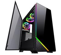 Cortek Blade - Case Gaming ATX Mid-Tower con Pannello Laterale in Vetro Temperato, Pannello Frontale in Vetro, Strip RGB Frontale, Flusso D’Aria Elevato, Ventola Posteriore 120 mm, Nero