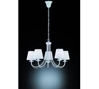 CORTEZ LAMPADARIO 5 LUCI METALLO BIANCO OPACO CON PARALUMI STOFFA BIANCA D. 65CM ATTACCO E14