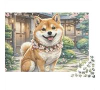 Cortile giapponese Shiba Inu Puzzle 1000 Pezzi Carta per Adulti Sakura Gioco di Puzzle 1000 Pezzi Famiglia Relax Decorazione 52x38cm/1000pcs