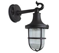 Cortile Wandleuchte Esterno Ottone Vetro H:25 CM IP64 Nero Antico E27 Maritim
