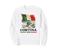 Cortina Vintage Ski Italia Alpi Sport Invernali Design Felpa