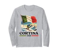 Cortina Vintage Ski Italia Alpi Sport Invernali Design Maglia a Manica