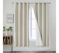 Cortinas opacas Joydeco beige claro de 183 cm de largo y cortas, juego de 2 paneles para dormitorio, sala de estar, cortinas opacas de lino.