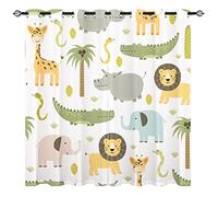 Cortine di animali YUANZU - bambini ippopotamo leone coccodrillo leone elefante giraffa schema occhiello Blackout camera oscura scuri finestra per ragazzi ragazze camera 2 pannelli W117cm x D137cm