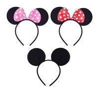 CORTNEY 3 Pezzi Orecchie Minnie, Orecchie da Topolina Orecchie Fascia, Orecchie Topolino per Capelli Bambini Adulti Costume Carnevale Compleanno Cosplay Halloween