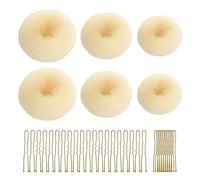 CORTNEY Ciambella per Chignon Set, 6 Pezzi Beige Chignon a Ciambella, 30 Forcine per Capelli Biondi a Forma di U, per Acconciature Ciambella Chignon Capelli, Ballerine Bambini Ragazze e Donne