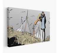 Corto Maltese Porto Riproduzione Artistica- Poster su tela SENZA CORNICE per arredamento casa e ufficio - Decorazione murale e tela da parete 50x70cm