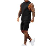 Corto Tuta Completa Casual Canottiera e Pantaloncini Due Pezzi Jogging Set Palestra Fitness Abbigliamento Outfit Streetwear Elegante Casual Tute Completo Uomo Sportivo Estivo