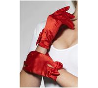 Corto Velluto Rosso Guanti con Fiocco Donna Accessorio Vestito