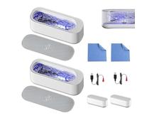 Corvante Ultrasonic Glasses Cleaner, Clearzy Ultrasonic Glasses Cleaner, Rechargeable, Home Portable, for Glasses, Rings, Necklaces, Jewelry, Watches, and Dentures, Fast Cleaning, No Scratches (2PCS)