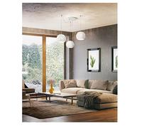 Corvara sospensione 3 luci rotonda decentrata ceramica ø 25 bianco