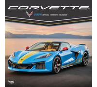 Corvette Official 2025, 12 x 24 pollici, Monthly Square Wall Calendar Plastic-Free