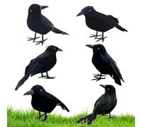 Corvi di Halloween piumata Artificiale - Embrione Schiuma Raven Birds Decorations Animal | Design Realistico Ornamento spettrale Spooky Black featherr Crow Bird | Corvi in Piedi piumati per tavolino