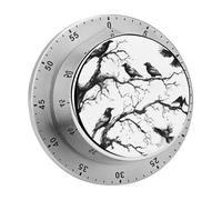 Corvi seduti sui rami di alberi morti Timer da cucina per chef Orologio con timer da cucina con allarme forte Non sono necessarie batterie Timer da tavolo meccanico con supporto magnetico