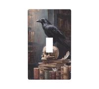 Corvo appollaiato su vecchio teschio copertura interruttore luce decorativo singolo Toggle 1 Gang piastra da parete per cucina fattoria camera da letto bagno Art Decor