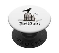 Corvo brillante con chiave sblocco gabbia corvo merlo corvo PopSockets PopGrip Adesivo