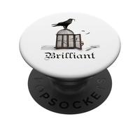 Corvo brillante con chiave sblocco gabbia corvo merlo corvo PopSockets PopGrip Adesivo