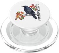 Corvo camicia corvo posatoio in un albero di betulla per gli amanti degli uccelli PopSockets PopGrip per MagSafe