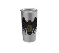 Corvo con Futhark e Vegvisir Bicchiere termico in acciaio inox doppia parete