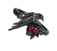 Corvo con pietre preziose rosse Gioielli estetici scuri Accessorio gotico alternativo alla per dichiarazione in lega per feste Halloween