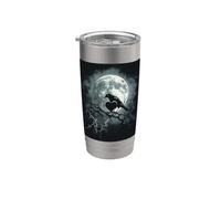 Corvo Cuore Luna Uomo Gotico Cupo Donna Corvo Nero Bicchiere termico in acciaio inox doppia parete