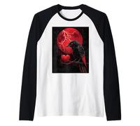 Corvo Cuore Luna Uomo Gotico Cupo Donna Corvo Nero Maglia con Maniche Raglan