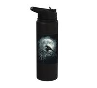 Corvo Cuore Luna Uomo Gotico Cupo Donna Corvo Nero Stainless Steel Insulated Water Bottle