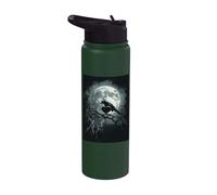 Corvo Cuore Luna Uomo Gotico Cupo Donna Corvo Nero Stainless Steel Insulated Water Bottle