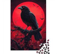Corvo Foresta Oscura Puzzle 1000 Pezzi Carta per Adulti Luna Rossa Notte Gioco di Puzzle 1000 Pezzi Famiglia Relax Decorazione Regalo 52x38cm/1000pcs