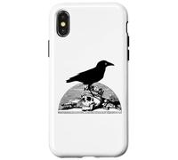 Corvo in piedi su teschio corona merlo corvo uccello Custodia per iPhone X/XS