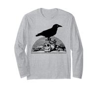 Corvo in piedi su teschio corona merlo corvo uccello Maglia a Manica