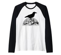 Corvo in piedi su teschio corona merlo corvo uccello Maglia con Maniche Raglan