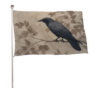 Corvo nero appollaiato sul ramo bandiera 3x5 Ft Outdoor Garden Bandiere Banner Decor Per Cortile Portico Prato Fattoria