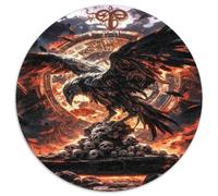 Corvo Nero Fantasia Fuoco Puzzle 1000 Pezzi Rotondo Carta per Adulti
