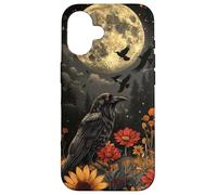 Corvo Notte Stelle Boho Corvo Luna Piena Fiori Custodia per iPhone 16