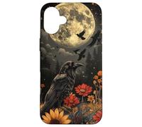 Corvo Notte Stelle Boho Corvo Luna Piena Fiori Custodia per iPhone 16 Plus