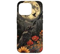 Corvo Notte Stelle Boho Corvo Luna Piena Fiori Custodia per iPhone 16 Pro