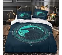 Corvo Set Di Copripiumino 3 pezzi microfibra stampa 3D con federa incluso federe decorazione per la camera dei bambini ArteSimbolicaMitica copripiumino for ragazze e adulti Single（140x200cm）