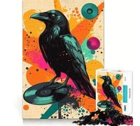Corvo su disco in vinile, puzzle da 1000 pezzi in stile pop art per adulti, gioco di logica, esercizio mentale, legame familiare, taglio di precisione, regalo creativo (50x75cm)